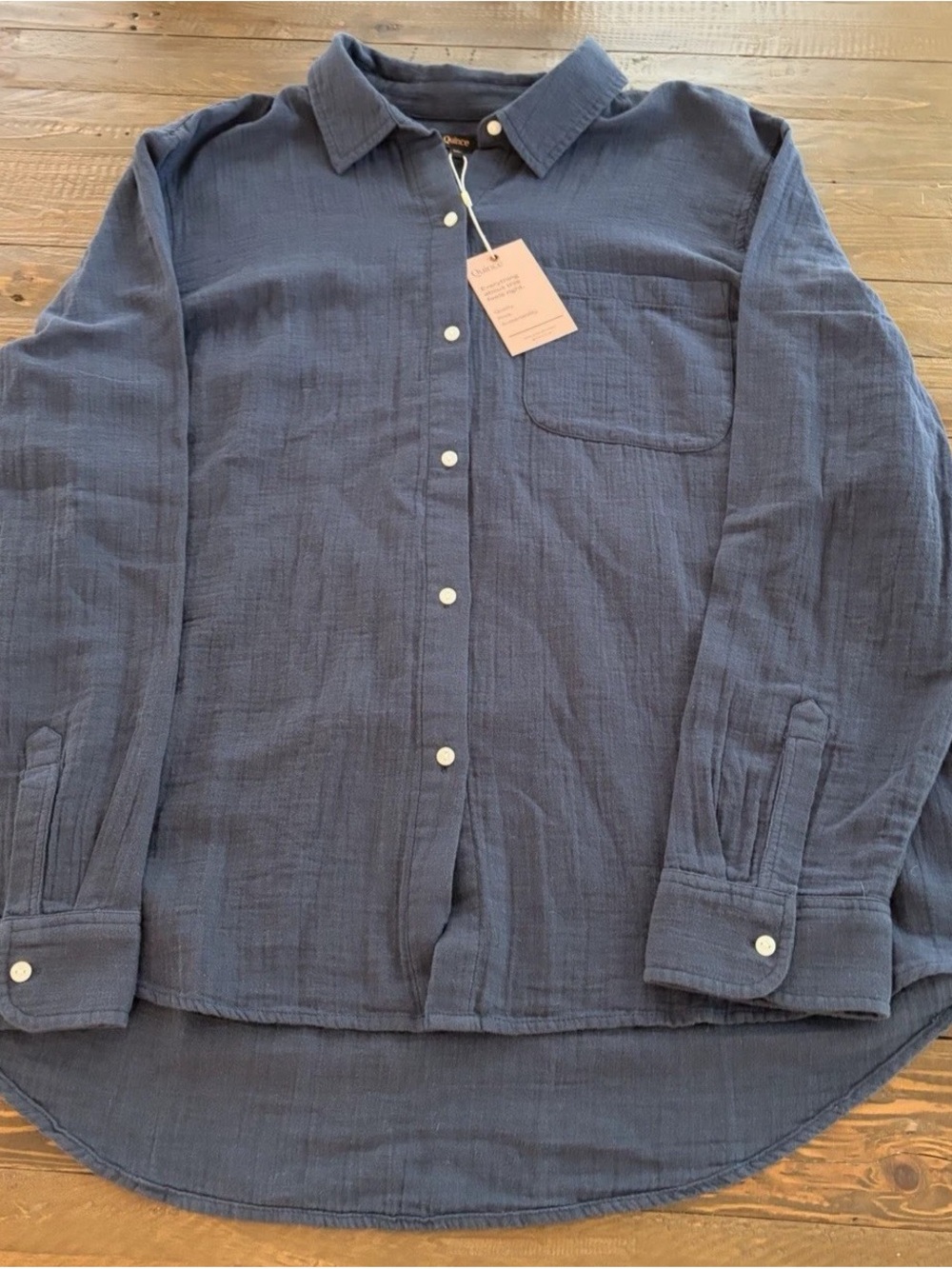 Quince Men's Dark Navy Long-Sleeve Button-Down Shirt - Picture 11 of 11